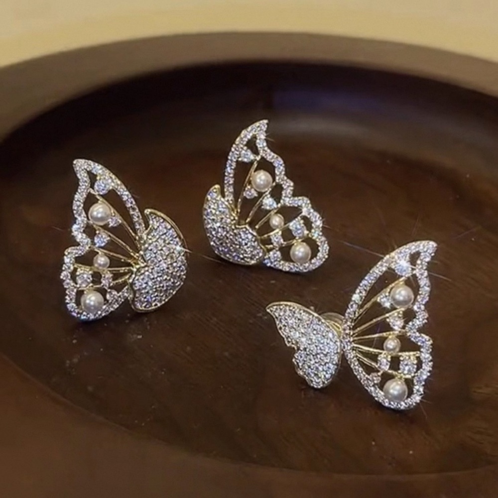 Multi-Wear Butterfly Earrings with Faux Pearls